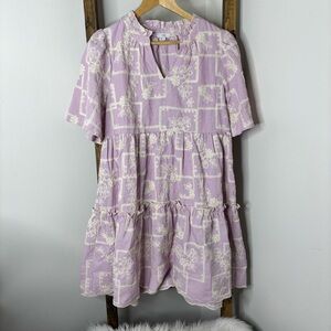 VOY Charming Embroidered Lilac Dress S